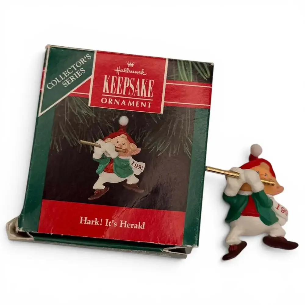 Hallmark Hark! It's Herald Christmas Ornament 1991 Elf Playing Flute